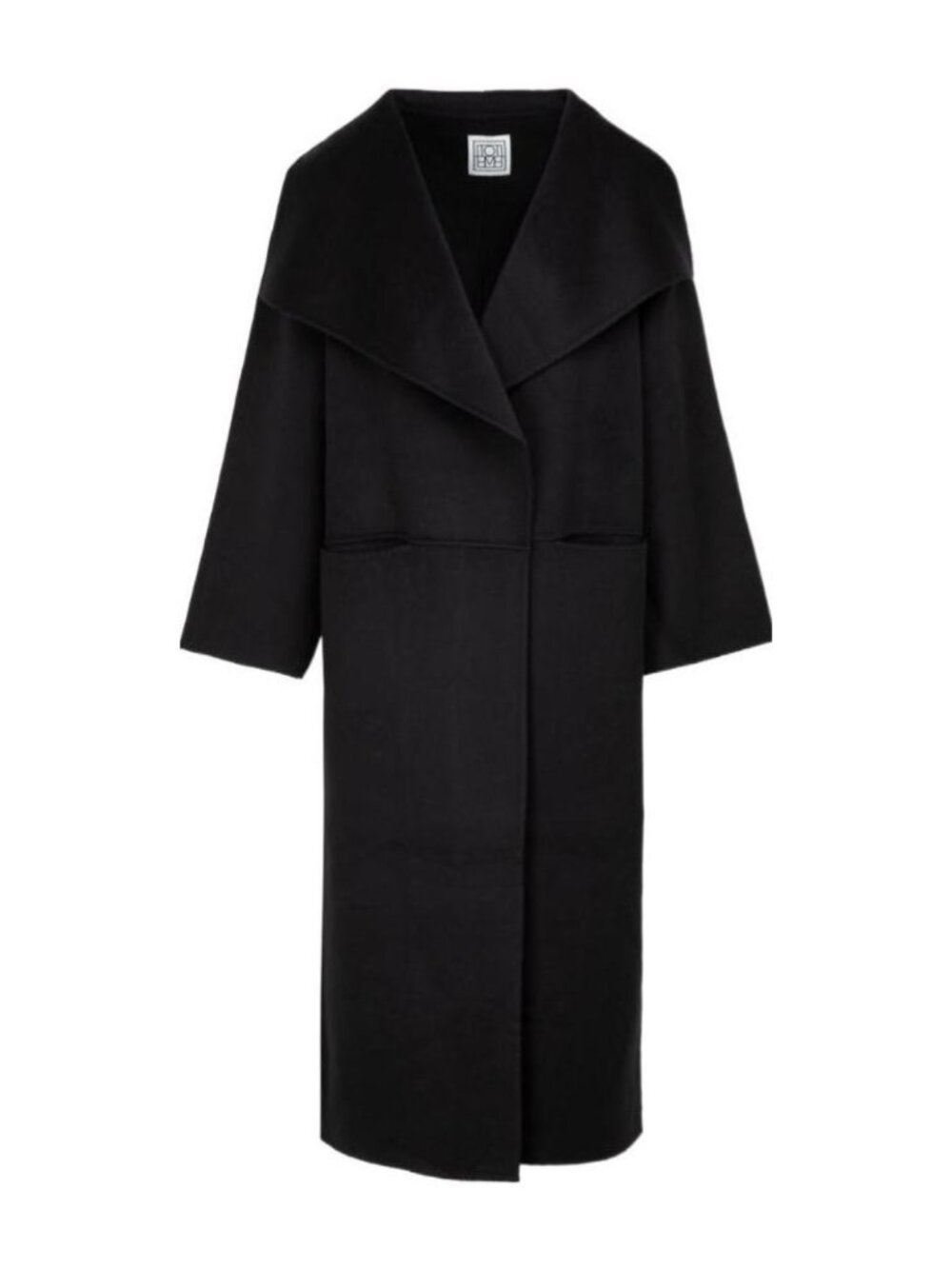 TOTEME Signature Wool Cashmere Coat Black | Classic Oversized Coat - Picture 9 of 10
